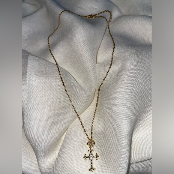 B. Collective Gold “European” Cross Pendant Necklace (Boutique) | SAMPLE SALE - Picture 3 of 3